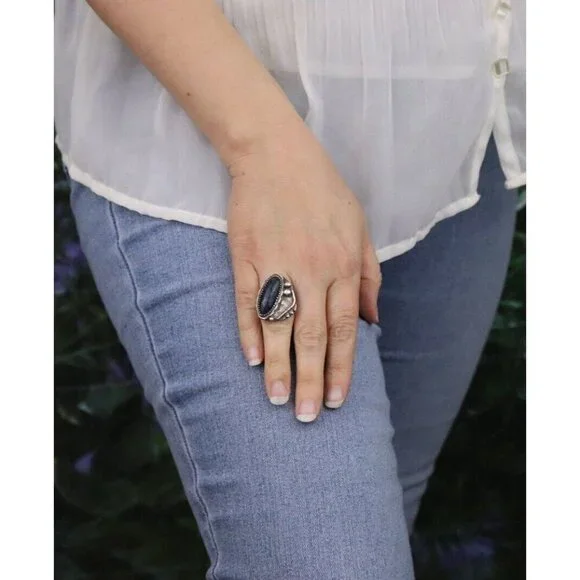 Sterling Silver Lapis Lazuli Ring Size 6 1/2 - Picture 4 of 8